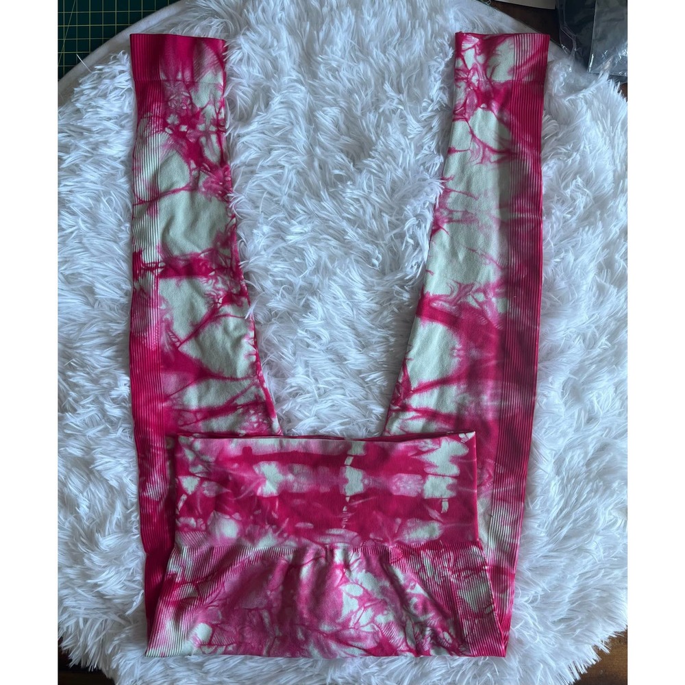 SET Active Pink and White Tie Dye Leggings Size S/M